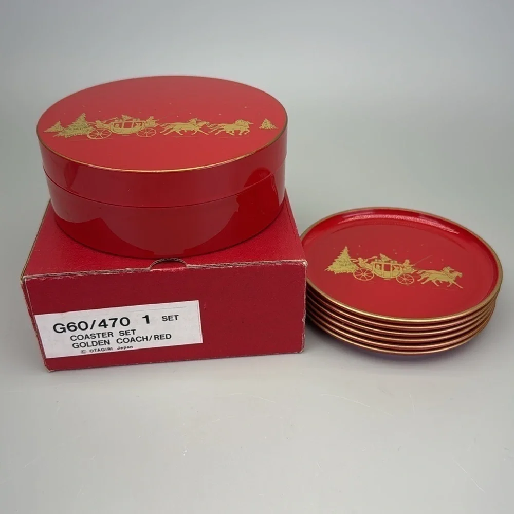 Vintage Otagiri Japan Laquerware Coaster Set